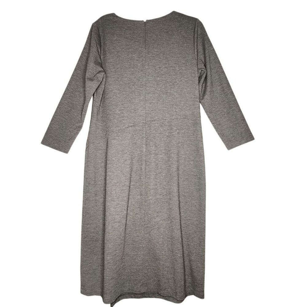 Lafayette 148 New York Cowl Neck Knee Length Sheath Dress Gray Size 14 - Picture 3 of 6